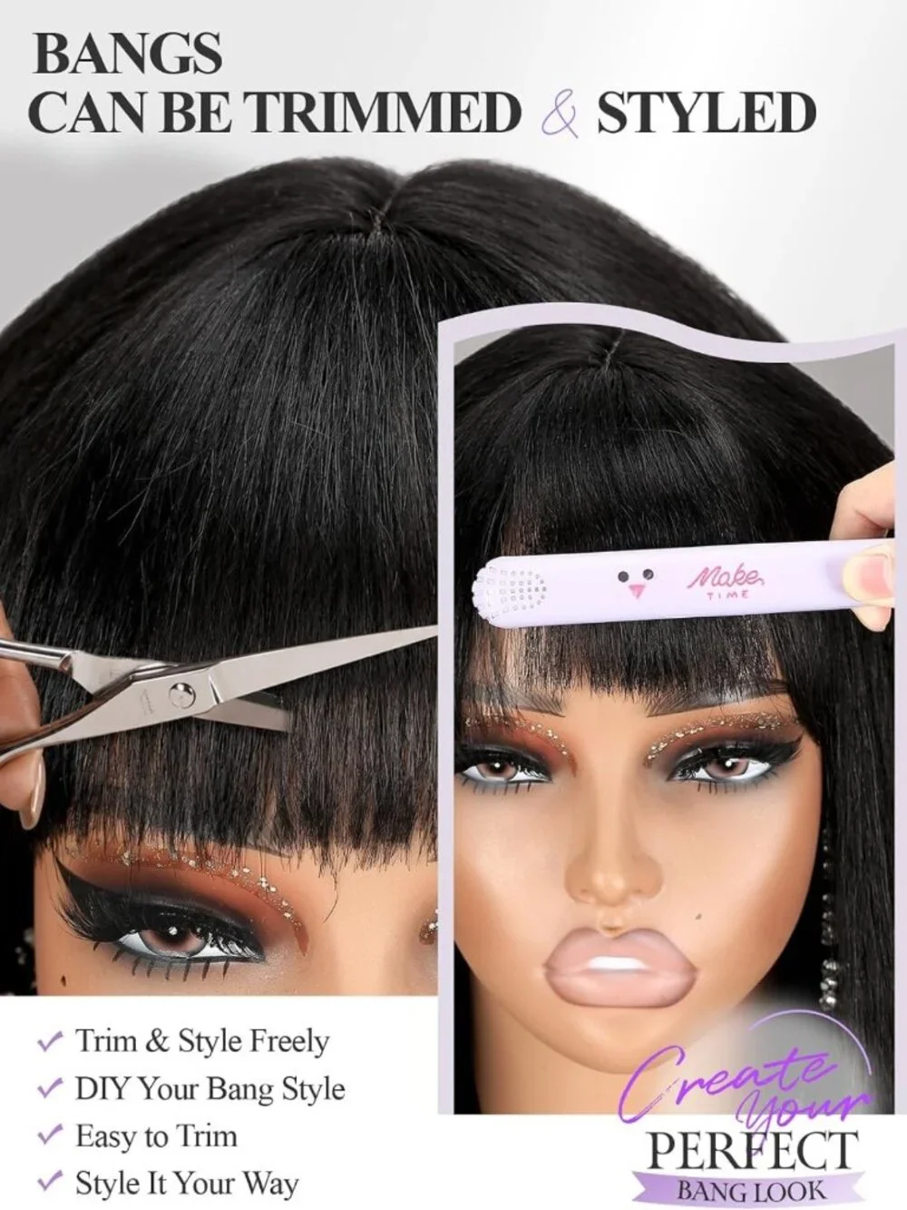 Soft Yaki Straight Wig with Bangs for Black Women - Glueless, Beginner-Friendly